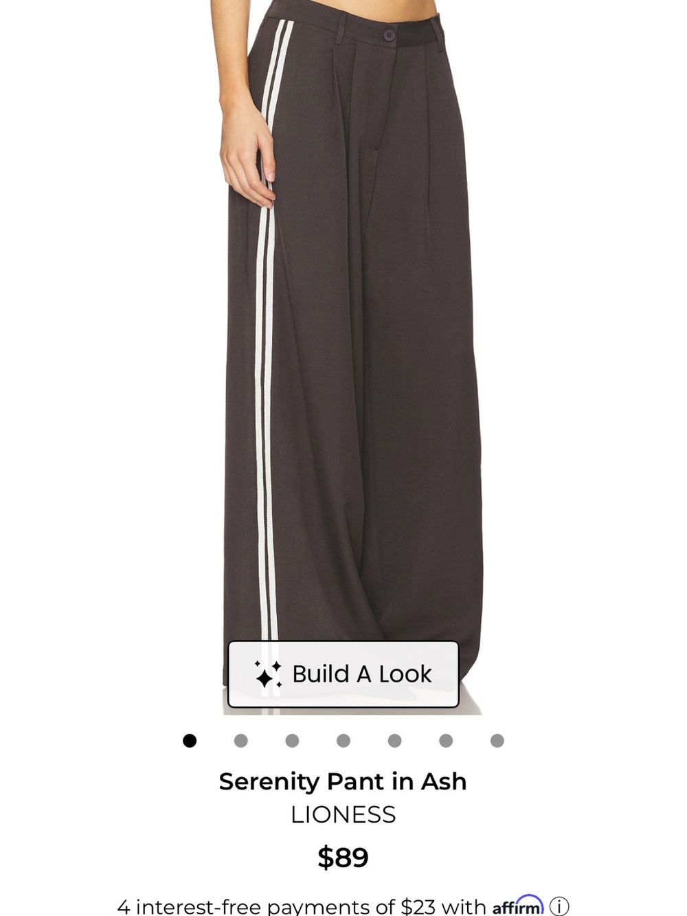 Lioness Wide-Leg Stripe-Trim Pants in Ash Gray